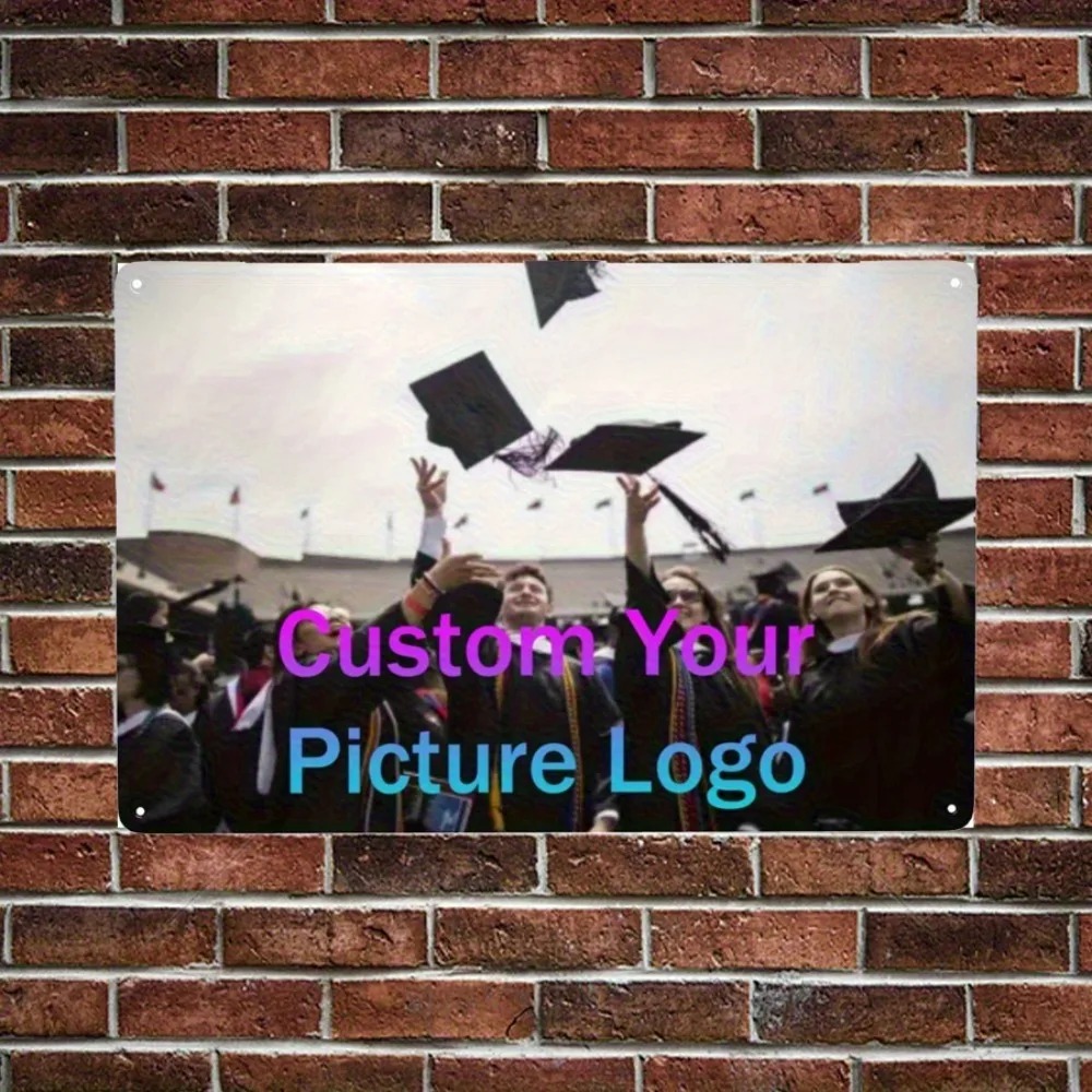 Home Decor Logo - [2D แบบแบน] งานศิลปะติดผนังโลหะแนวตั้งปรับแต่งได้ ขนาด 12×8 นิ้ว
