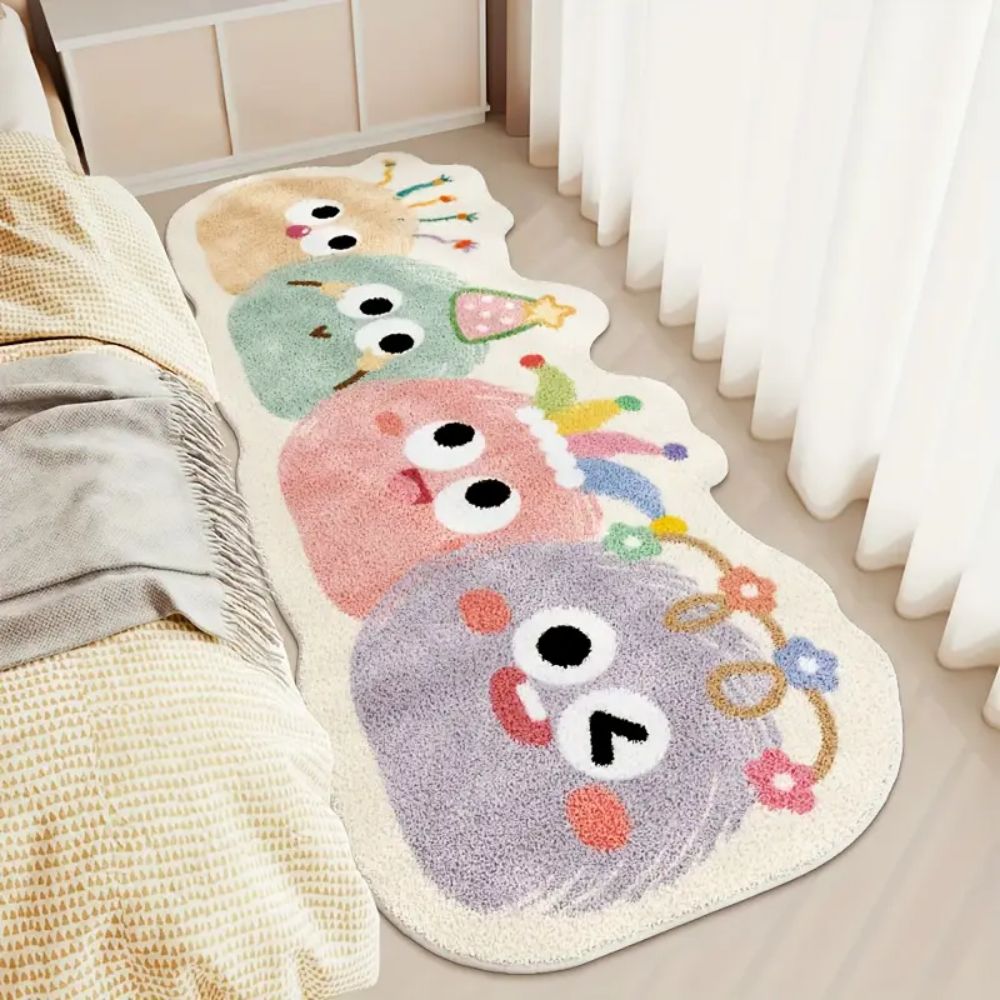Home Decor Dopamine - พรมลายการ์ตูน VIKAMA ลายโดปามีน, พรมข้างเตียงห้องนอนเด็กทรงไม่สม่ำเสมอ, เบาะรองนั่งโซฟานุ่ม, ของตกแต่งบ้านสำหรับฤดูหนาว