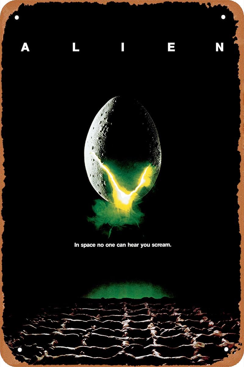 Home Decor Logo - โปสเตอร์หนังเรื่อง Alien (1979) ป้ายโลหะวินเทจ ป้ายโลหะสำหรับตกแต่งผนังร้านกาแฟ บาร์
