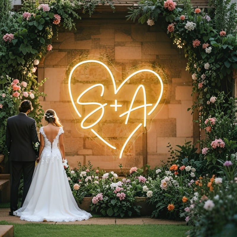 Home Christmas Decor - CUSTOM Initials หัวใจ LED Neon Sign,