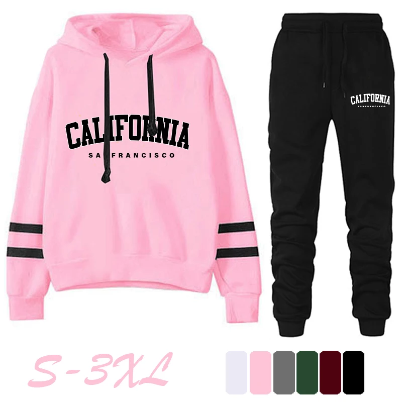 Home Decor Zara - แคลิฟอร์เนียสตรีลําลองลายอเนกประสงค์Hooded Sweatshirtหรือกางเกงหรือชุดเรียบง่ายขายร้อนStreetชุดS-3XL