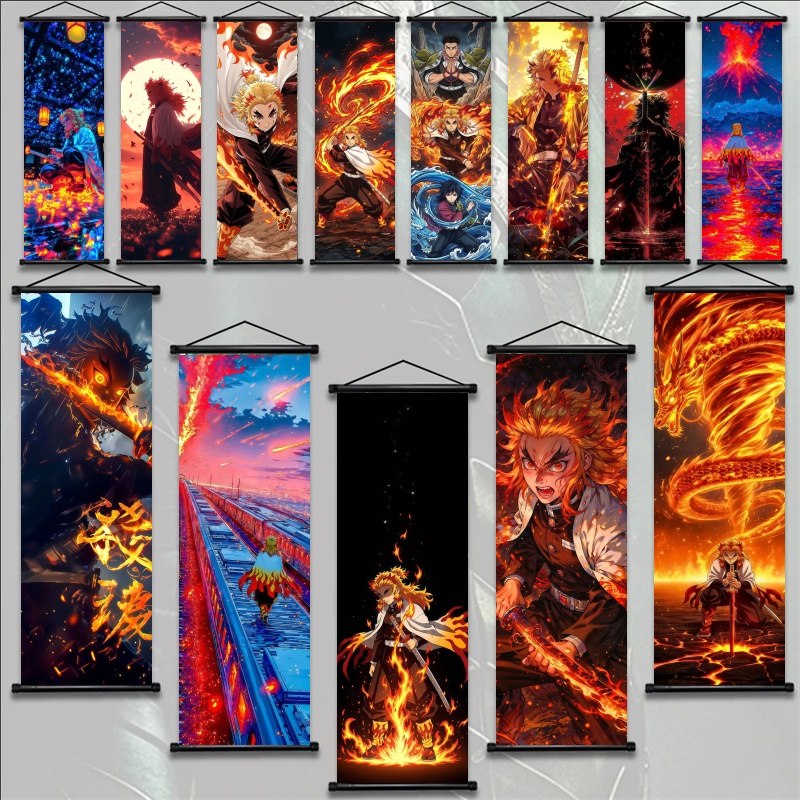 Home Decor Reviews - ผ้าพิมพ์ลายอนิเมะ Demon Slayer Kyojuro Rengoku แบบ