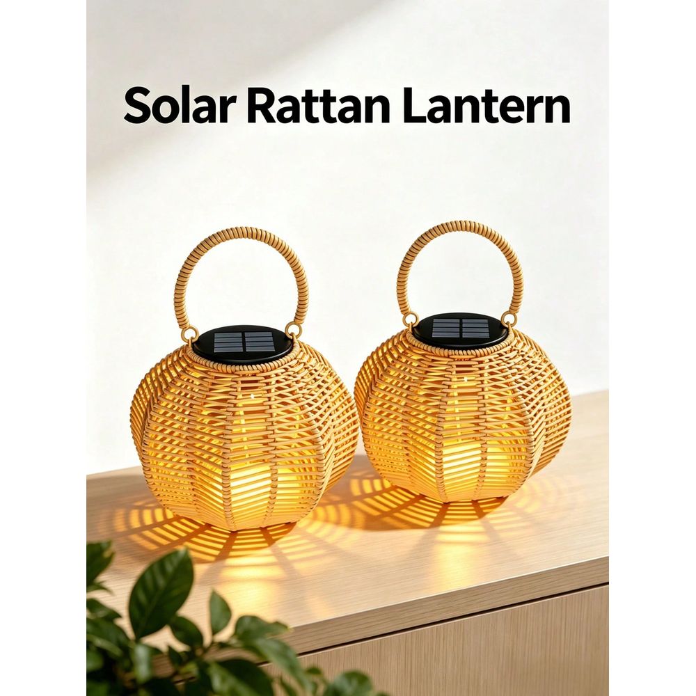 Home Decor Rattan - โคมไฟพลังงานแสงอาทิตย์แบบหวายสำหรับตกแต่งบ้าน, โคมไฟแขวน, สำหรับตกแต่งห้อง, งานสังสรรค์กลางแจ้ง, งานแต่งงาน, งานเทศกาล,