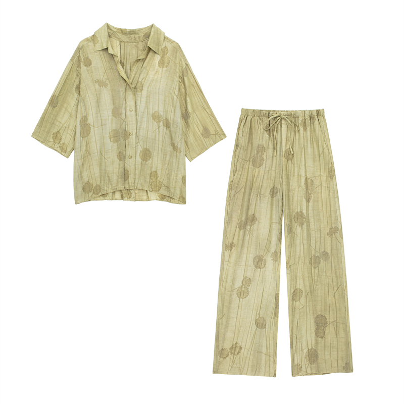 Home Decor Zara - ชุดสตรี 2024 ใหม่แฟชั่นฤดูใบไม้ผลิ Jacquard หลวมสุภาพสตรีเสื้อฤดูร้อนผู้หญิงกางเกง Casual
