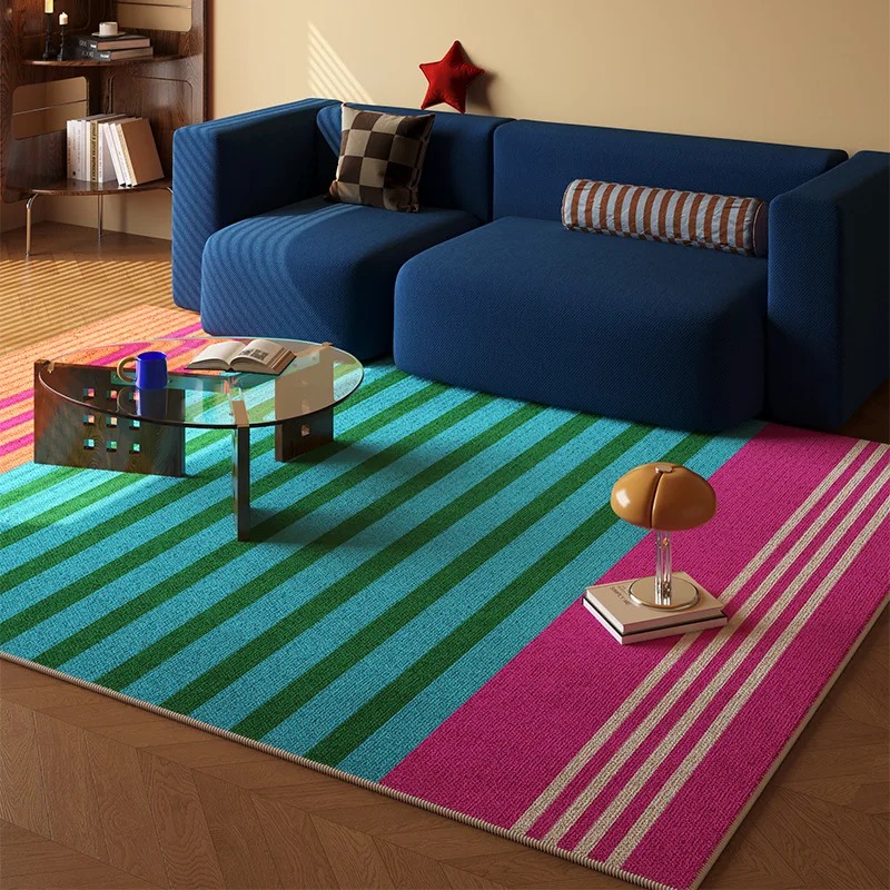 Home Decor Dopamine - VIKAMA โดพามีนพรมลายสีกันลื่นล้างทำความสะอาดได้ห้องนั่งเล่นพรมปูพื้นห้องนอนพรมตกแต่งบ้าน