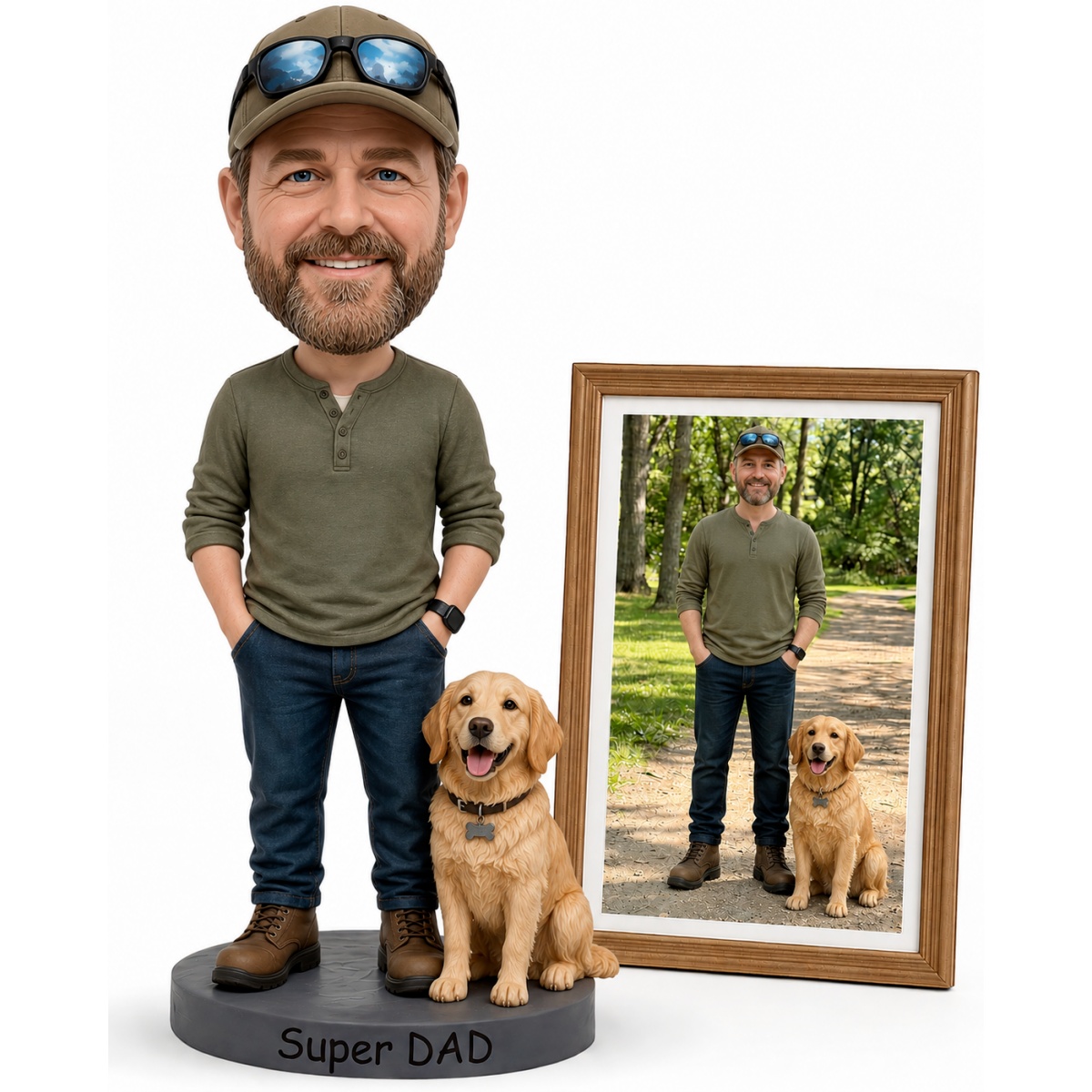 Home Decor From Clay - ตุ๊กตาบ็อบเบิ้ลเฮดสัตว์เลี้ยงและเจ้าของตามรูปภาพ ของขวัญรูปปั้นส่วนตัว งานแฮนด์เมดสำหรับคนรักสุนัข ตกแต่งบ้านหรือสำนักงาน
