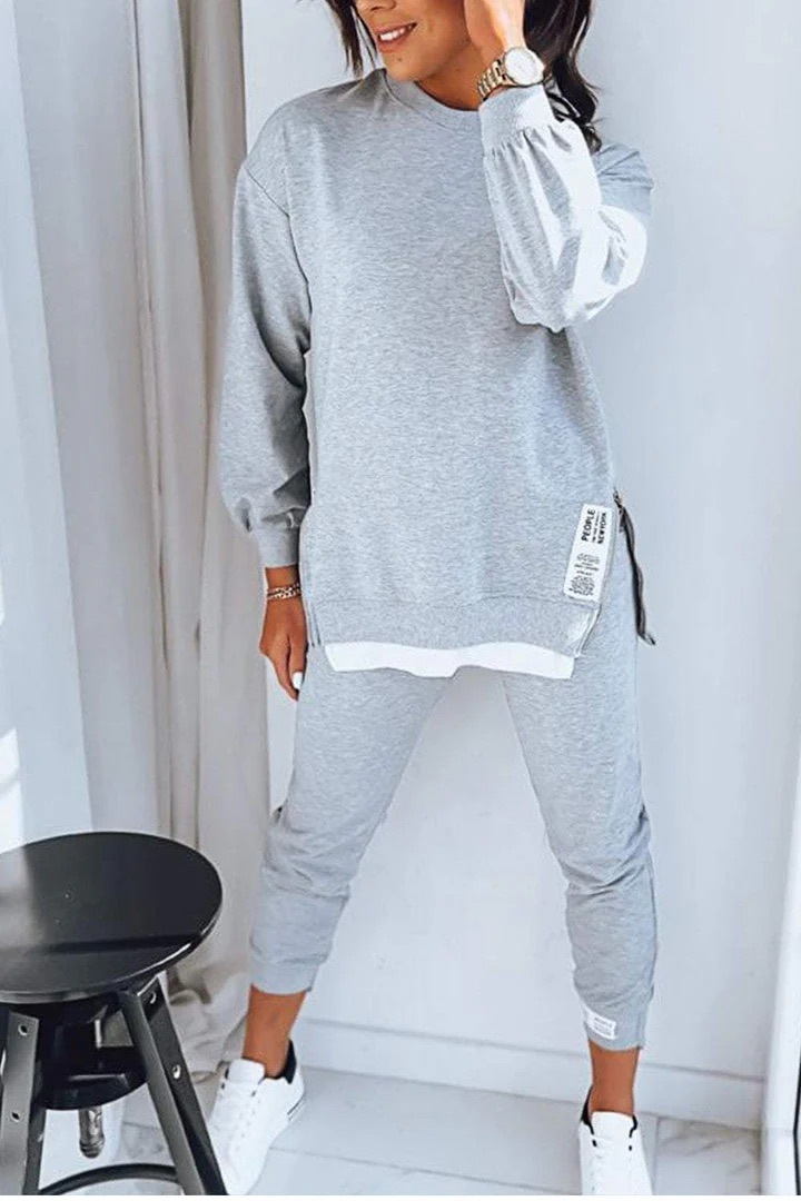 Home Decor Zara - ใหม่ฤดูใบไม้ร่วง Patchwork หลวม 2 ชิ้นชุดสตรีแฟชั่นแขนยาวชุดลําลอง Hoodie