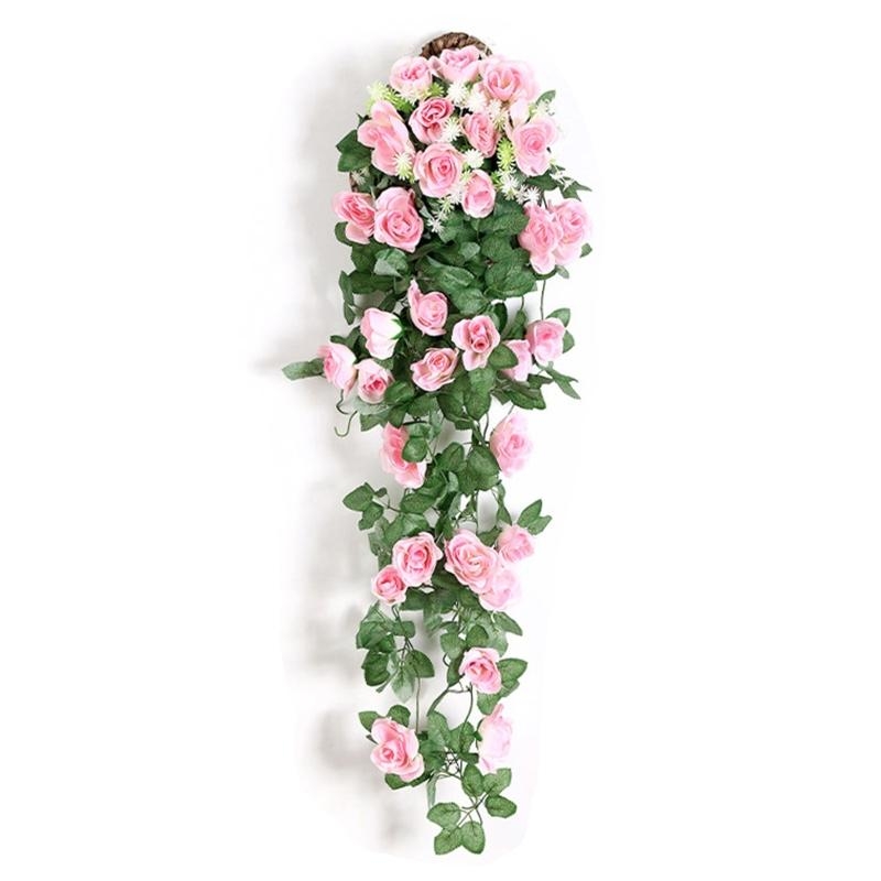 Home Decor Rattan - ดอกกุหลาบประดิษฐ์ดอกไม้หวายเครื่องประดับแขวนผนังดอกไม้ผ้าไหมตกแต่งบ้าน 15UB