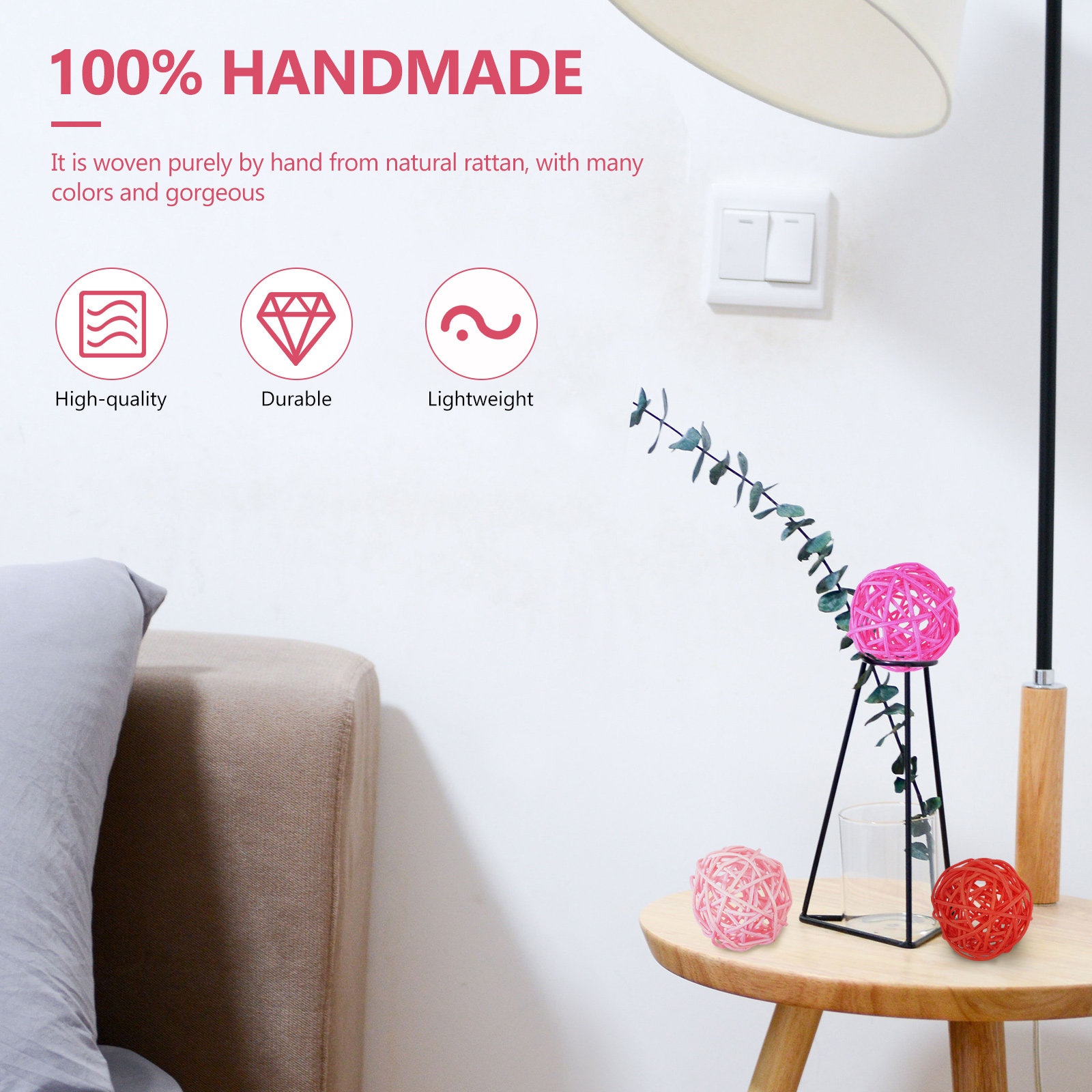 ลูกบอลหวายตกแต่ง 20 ชิ้น สำหรั - Home Decor Rattan บทวิจารณ์และราคา