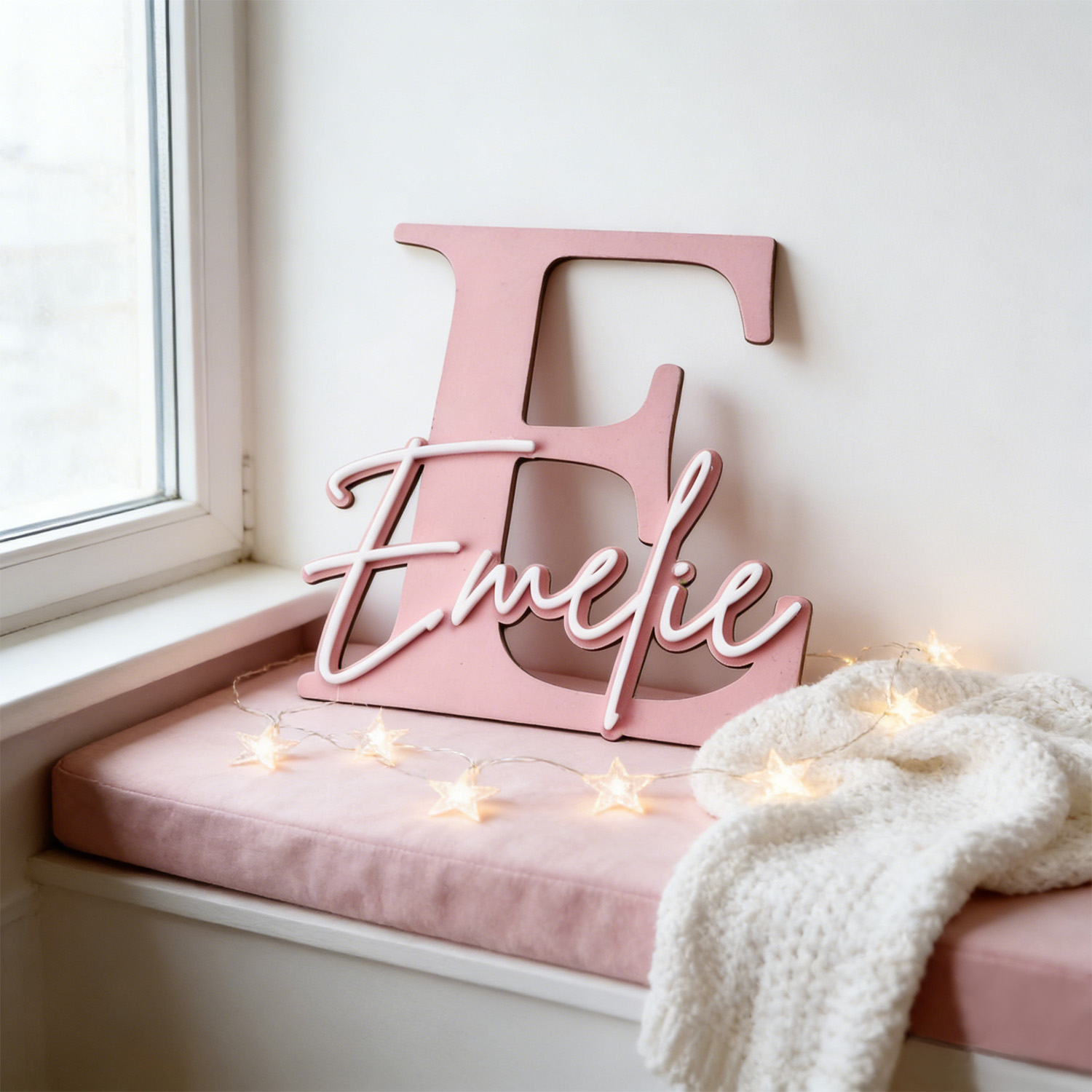 ป้ายไม้ตกแต่งชื่อแบบสองชั้น 1  - Home Christmas Decor บทวิจารณ์และราคา