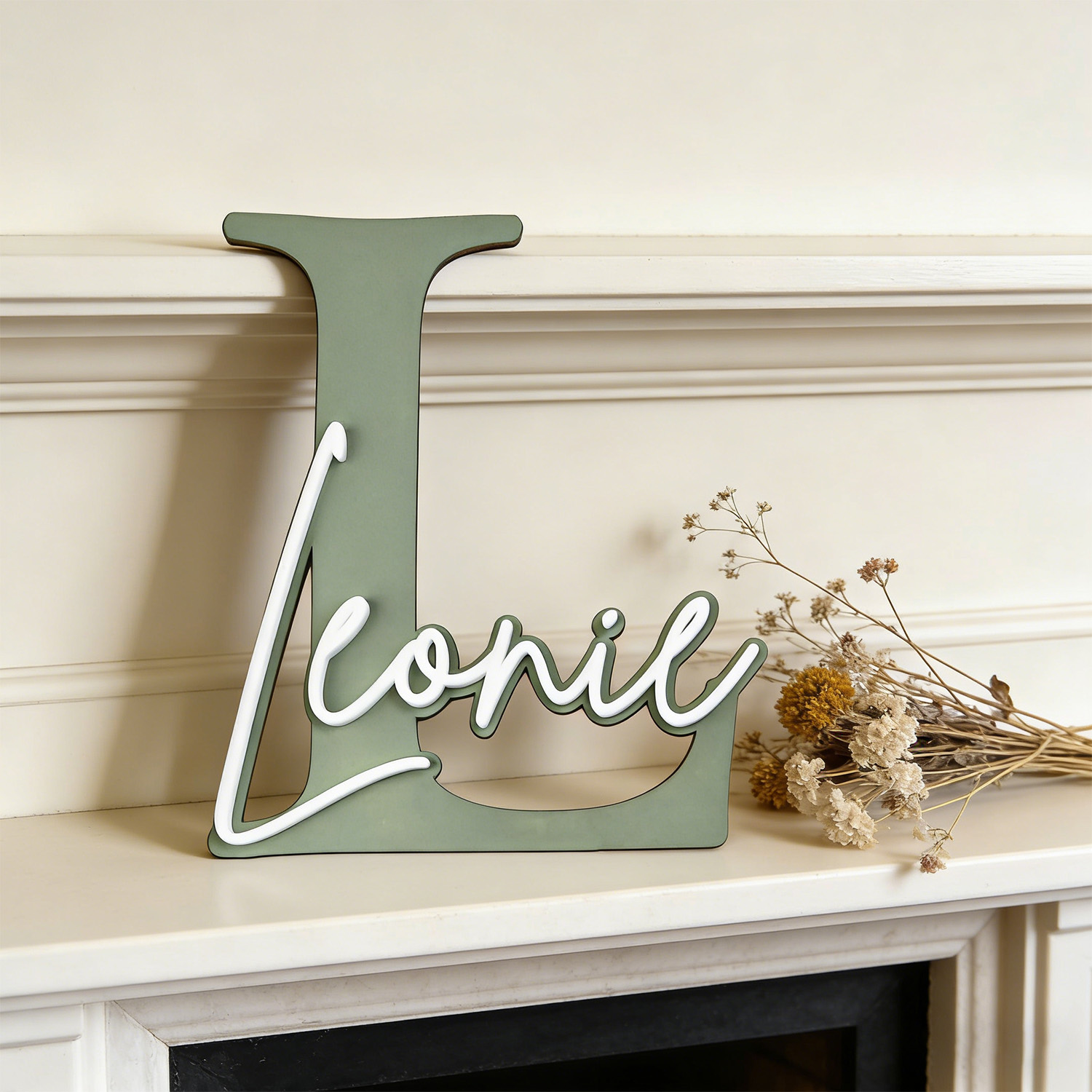 ป้ายไม้ตกแต่งชื่อแบบสองชั้น 1  - Home Christmas Decor บทวิจารณ์และราคา